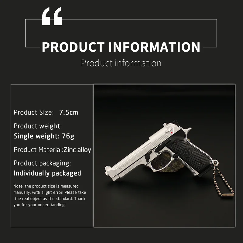 Metal Beretta Keychain Mini 7.5cm Cartridge Clip Bullet Removable Assemble Pistol Realistic Exquisite Beretta