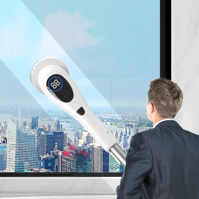 Multifunctional Electric Spin Scrubber Bathroom Cleaning Brush With 9 Replacement Brush Heads and Extension Handle