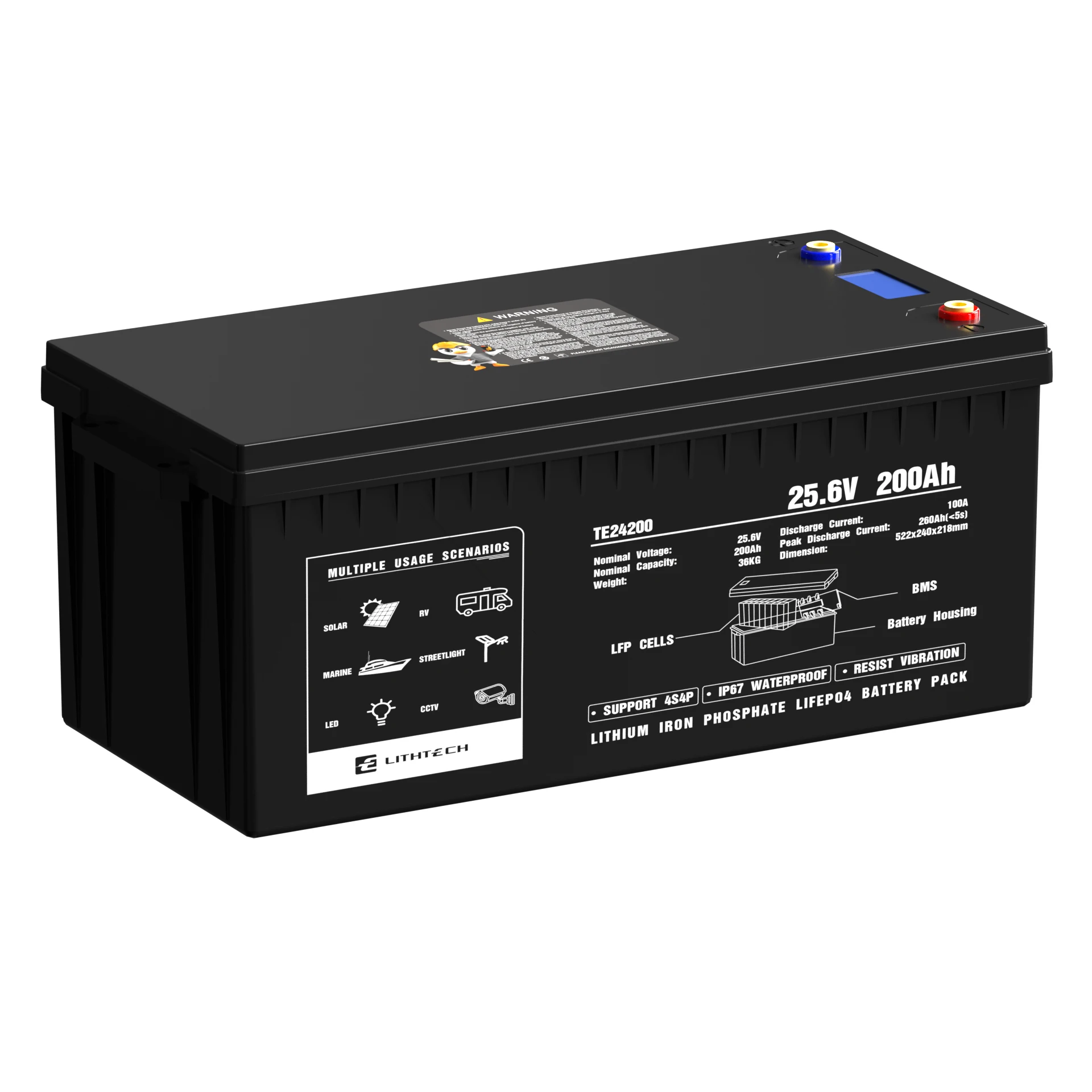 Factory Customized Deep Cycle Rechargeable 12.8v 200ah 300ah 400ah Lithium Batteries 12V 100Ah LiFePO4 Battery With LCD