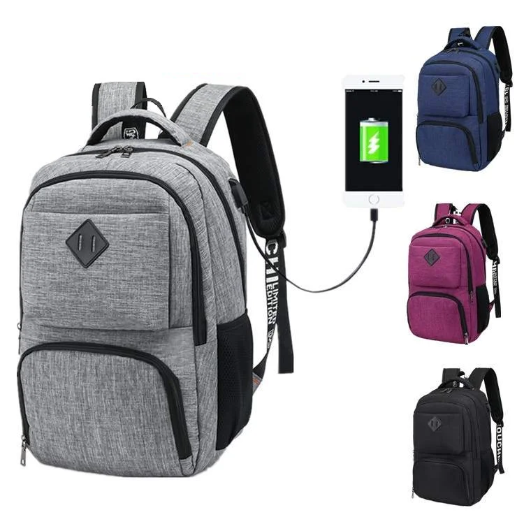 recycled Handiness Oem European Market Polyester School Bags Travel Business Laptops Backpack With Usb Charger Port Backpack