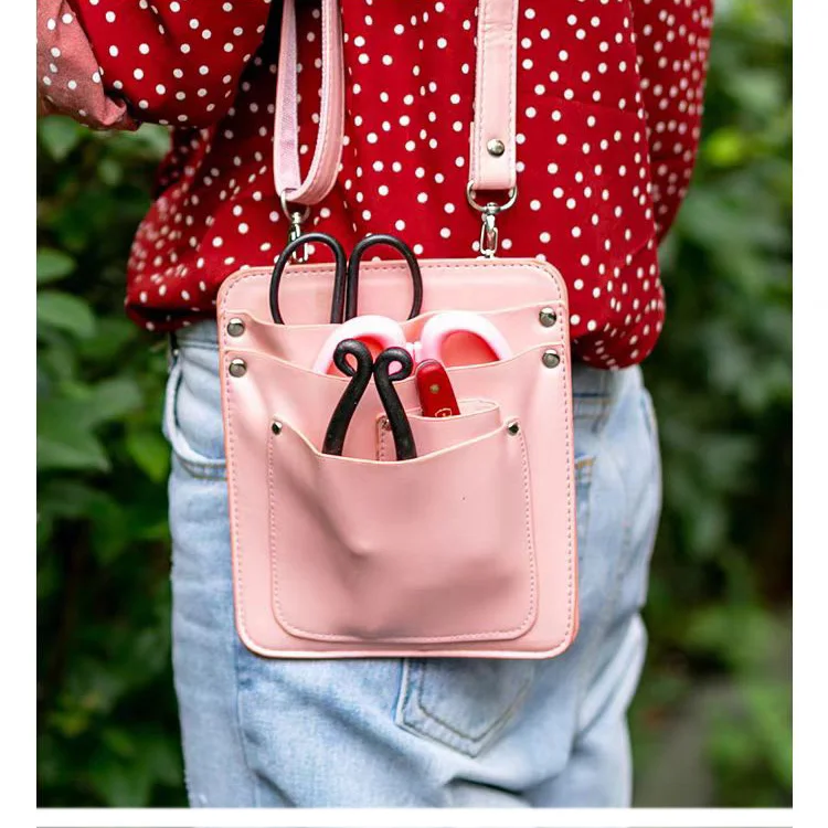 Waist bag floral artist diagonal cross leather toolkit tool set, flower path scissors corrector