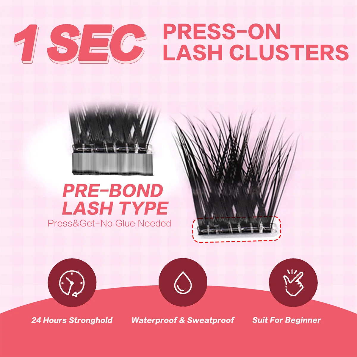 5D Fluffy  Silk Lashes No Glue Needed Self Adhesive Cluster Press on Lashes No Glue Personalized