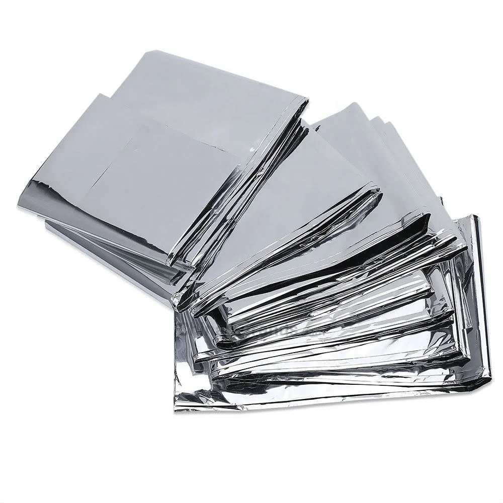 Silvery Disposable Foil Isothermal Thermal Emergency Blanket for Field Rescue