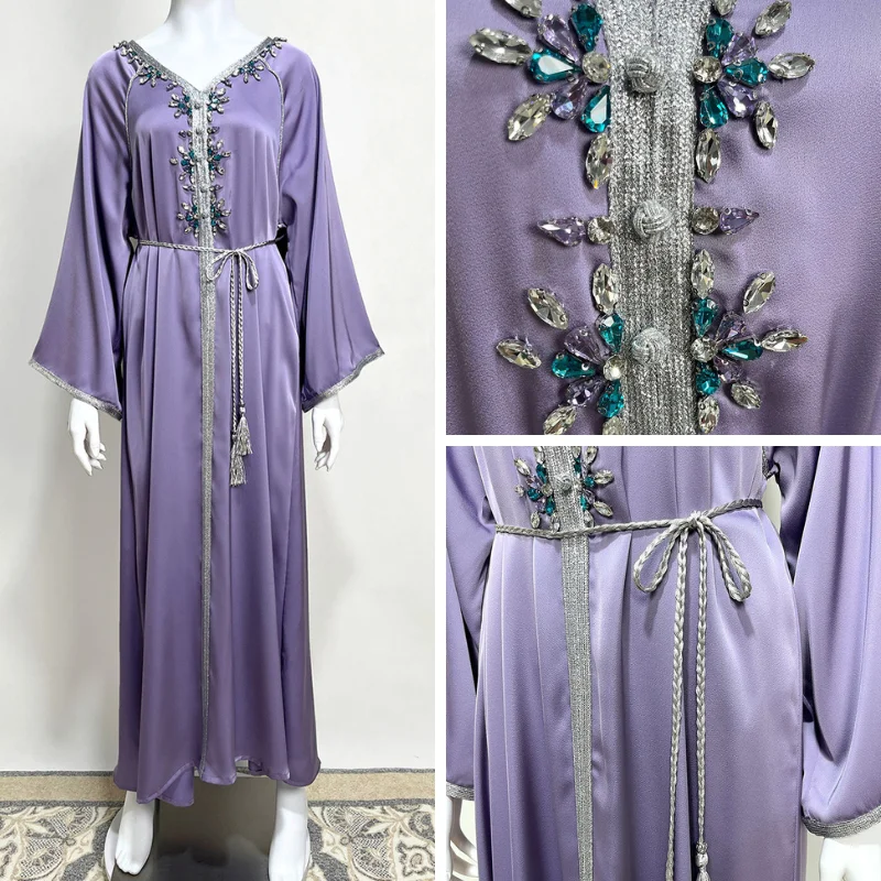 Middle East Latest Elegant Muslim Evening Dresses fashion modest Arab Dubai rhinestones muslim women dress