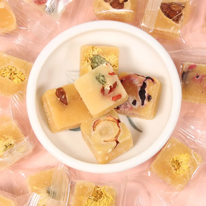 Wholesale Factory Price Health Drinks Honey Rock Sugar Cane Cubes Vitamin C Lemon Rose Roselle Flower Fruit Tea Cube