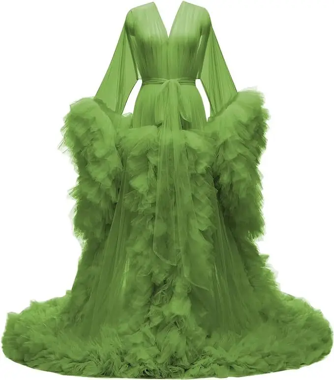 Vogue Colorful Tulle Women Evening Dresses Dressing Gown for Wedding Team Bride Squad Maid of Honor Robe Bridal Party