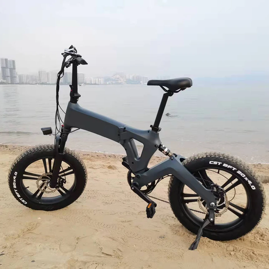MAG frame 250-750W fat tire folding electric bike magnesium alloy 20 inch snow off-road e-bike lithium battery hidden