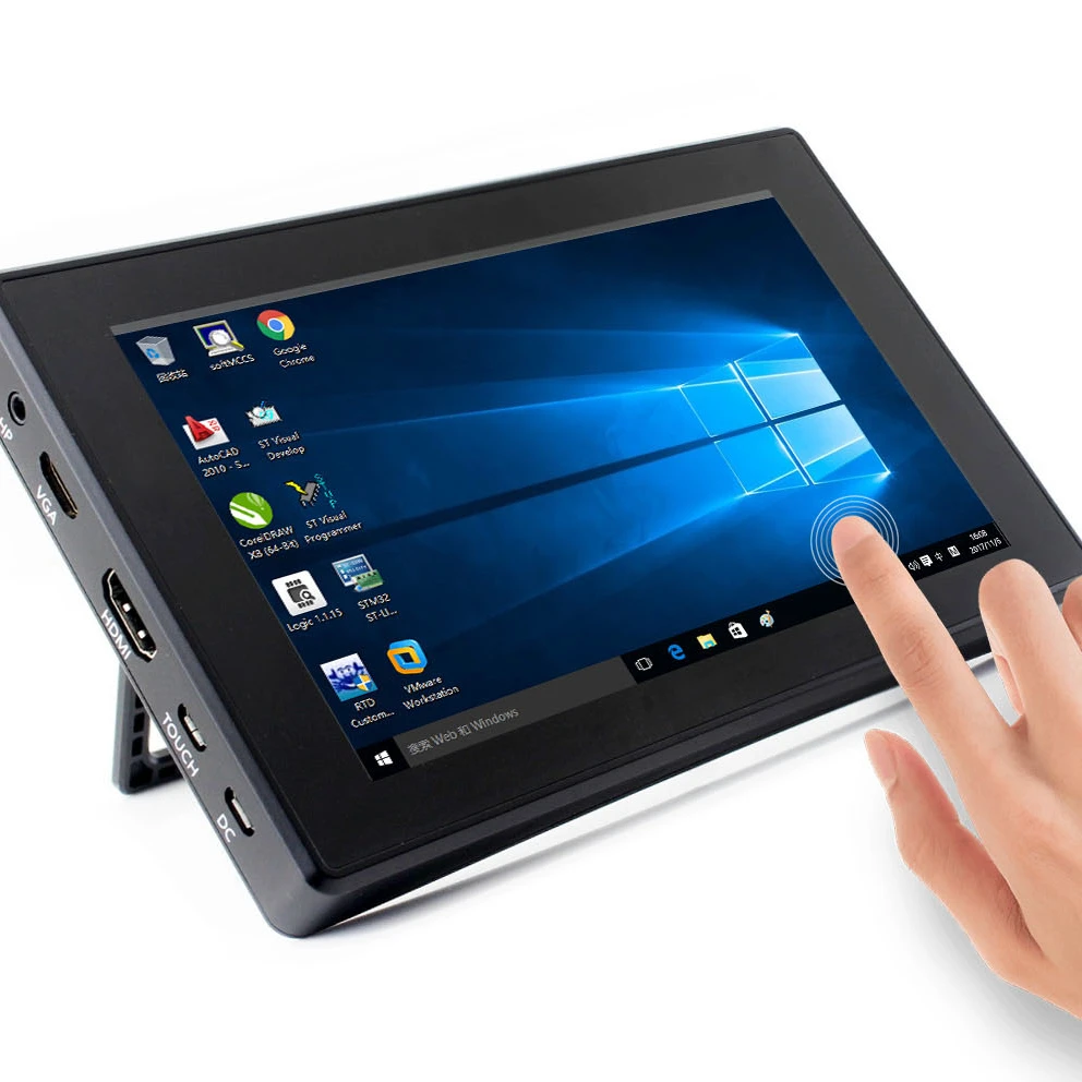 Waveshare 7inch Capacitive Touch Screen LCD (H) with Case 1024*600 IPS Various Systems Support HD MI