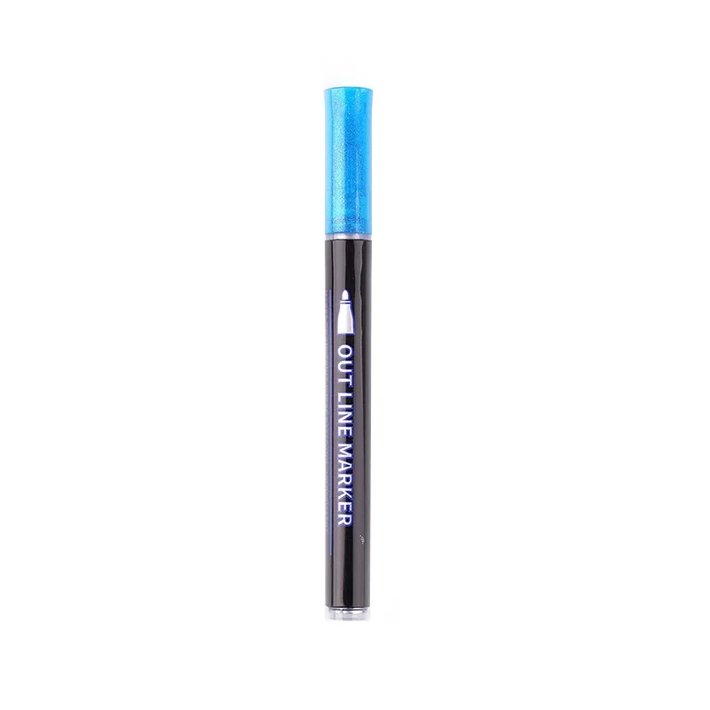 Customized Logo 36 Colors Silver Double Line Marker Pen Set Metallic Outline