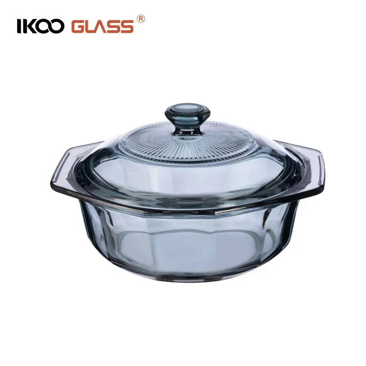 Glass Casserole Dish with Lid Oven Safe Covered Round Casserole Dish with Handles, Glass Microwave Bowls With Glass Lid
