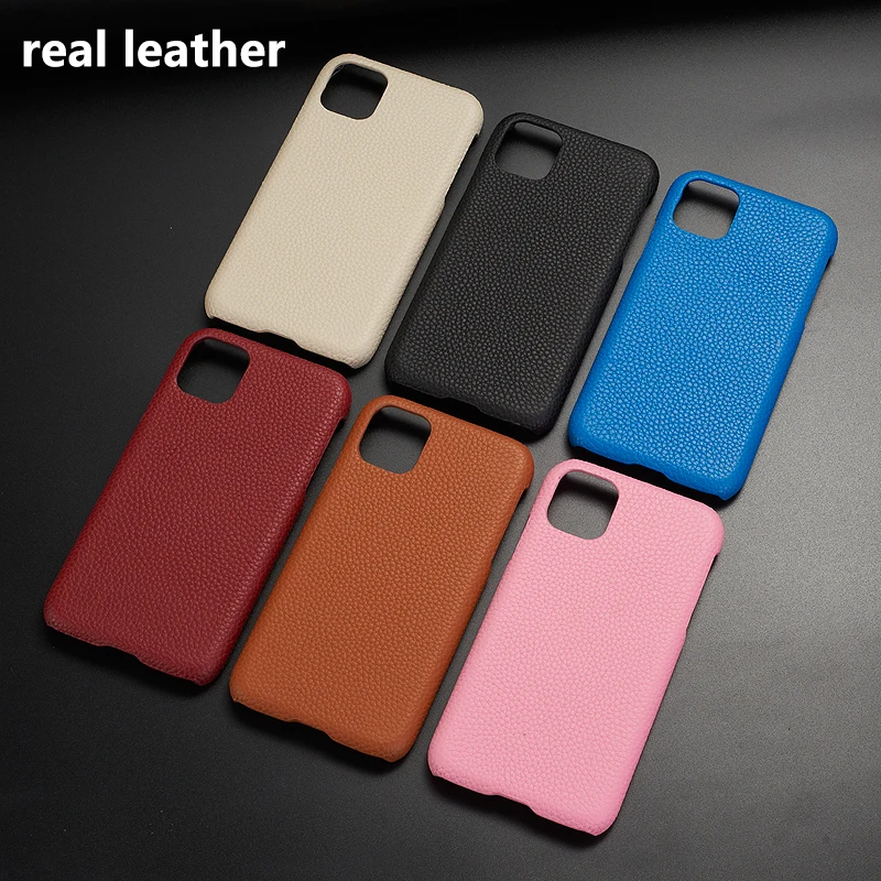 Holding Strap Metal Personalization Custom Initial Name Pebble Grain Luxury Real Leather Phone Case for iPhone 14