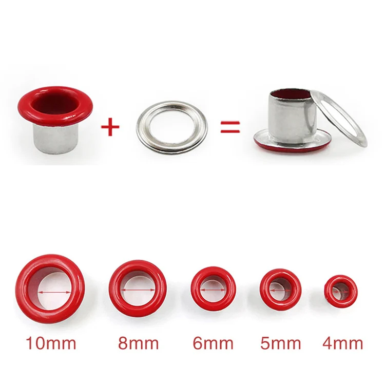 YN 4mm 5mm 6mm 8mm 10mm Color Eyelets Garment Eyelets Washer Metal Grommets Round Metal Eyelets for Shoes Clothing