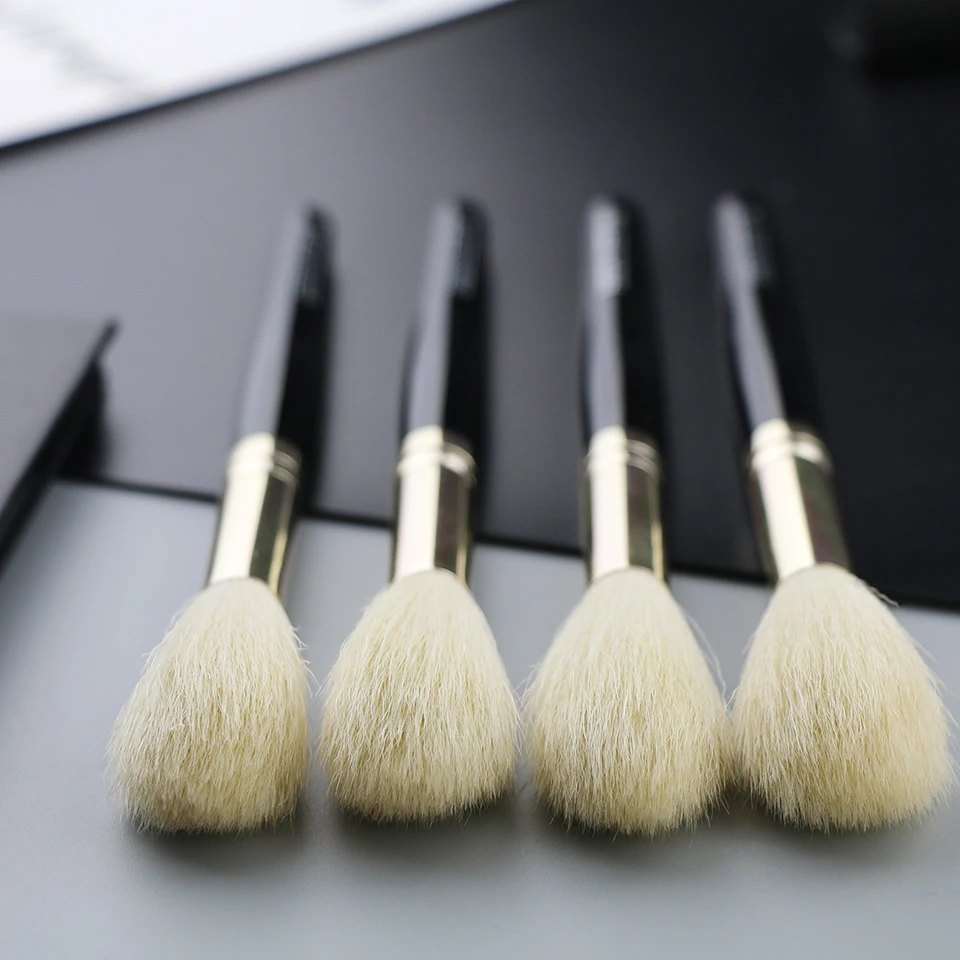 BEILI высококачественная кисть для хайлайтера из козьей шерсти, белая натуральная Кисть для макияжа с логотипом, производство кистей для макияжа, бесплатные образцы, 1 шт.