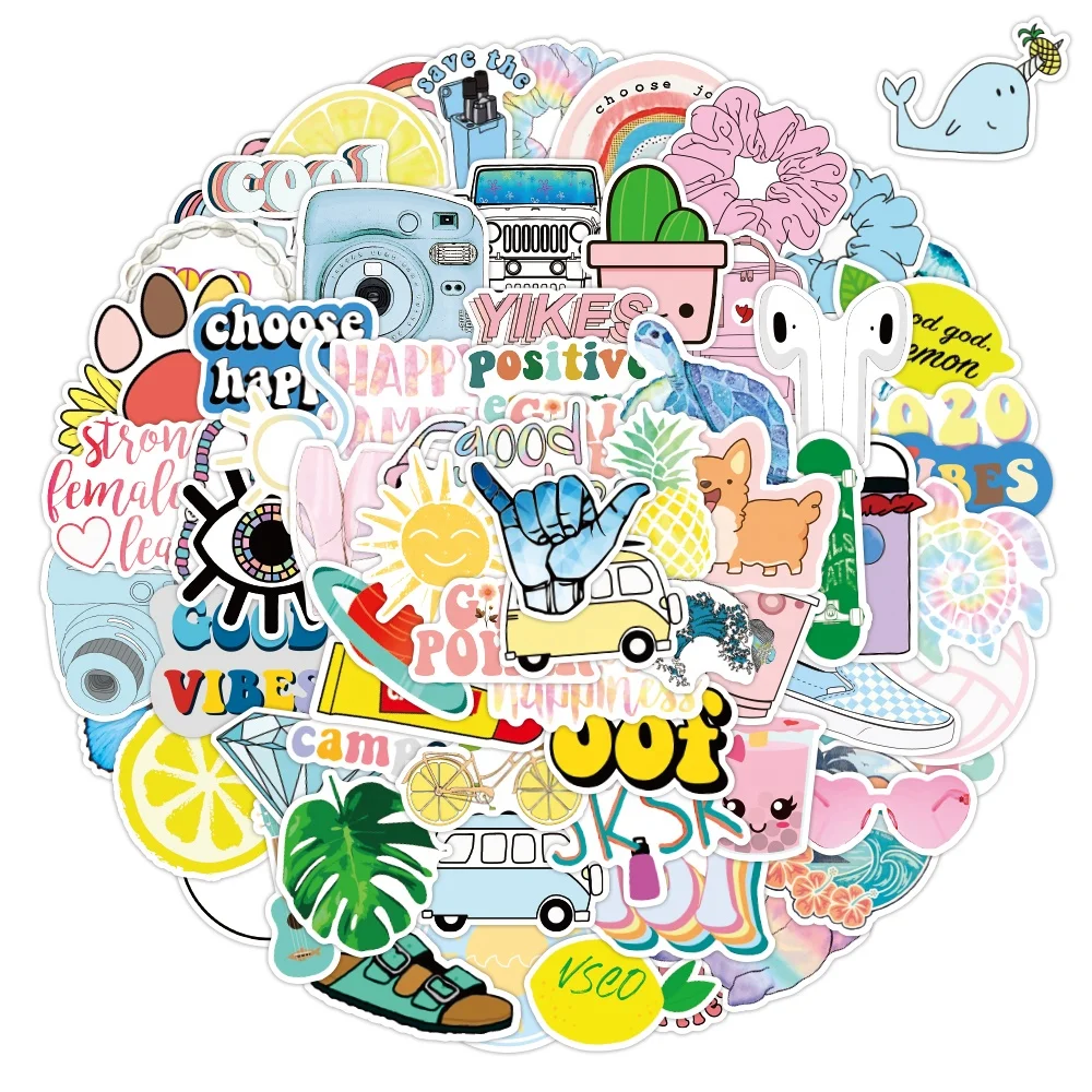 100pcs sticker packs small fresh waterproof PVC graffiti VSCO random stickers for diary cup skateboard luggage wall decal