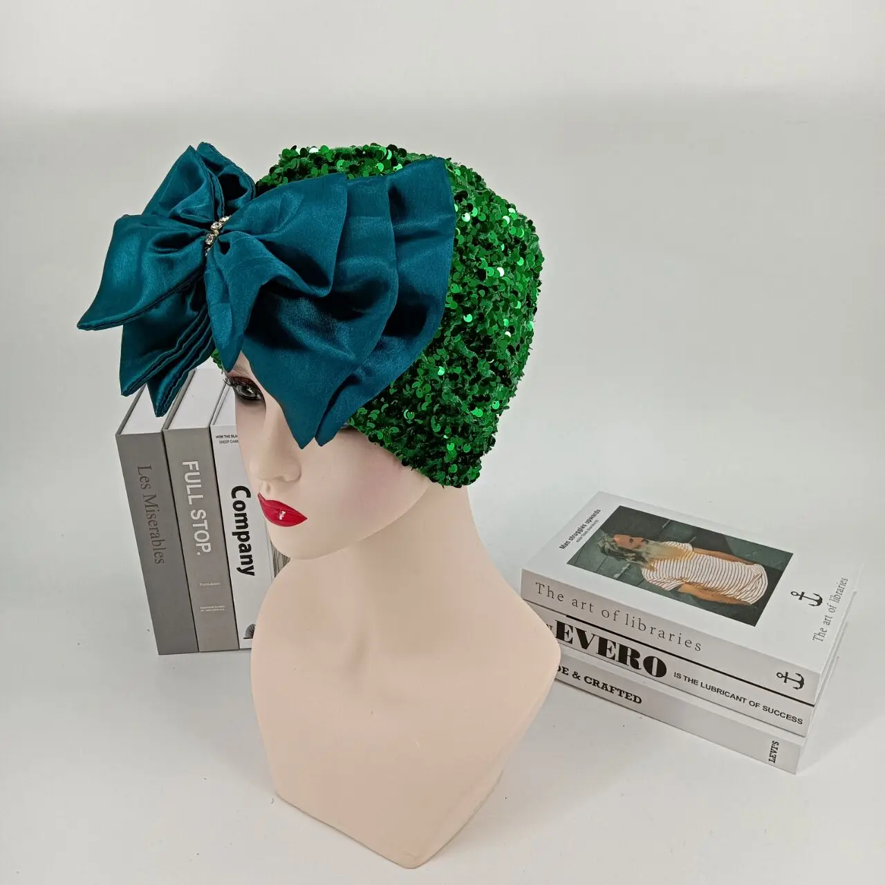 China Suppliers Sequin Turban Wholesale Bow Knot Turban Popular African Women Sequin Headwrap
