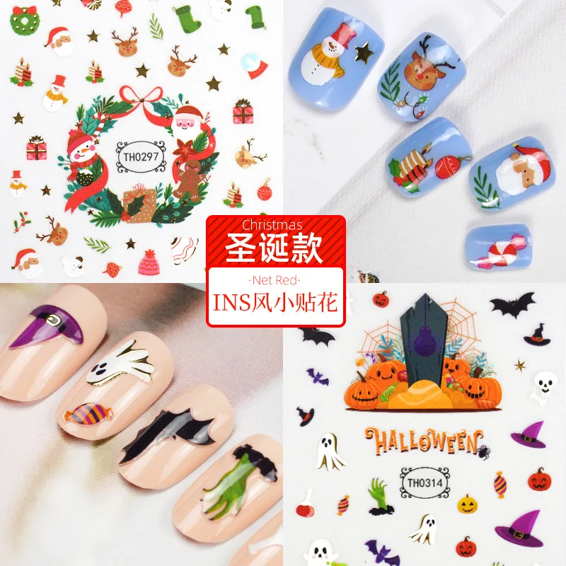 Christmas nail stickers 2021 art nail stickers art halloween 3d nail sticker