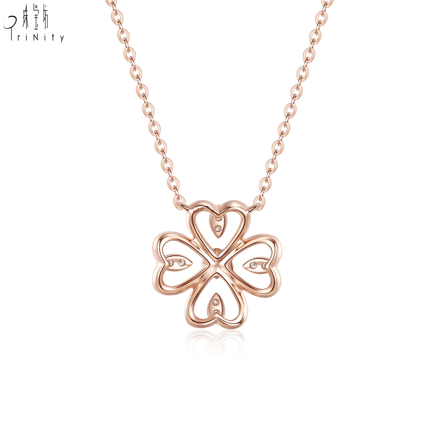 Latest Design Handmade 18K Solid Rose Gold Pendant Necklace Jewelry Real Diamond Jewelry Set Earring Ring Necklace For Women