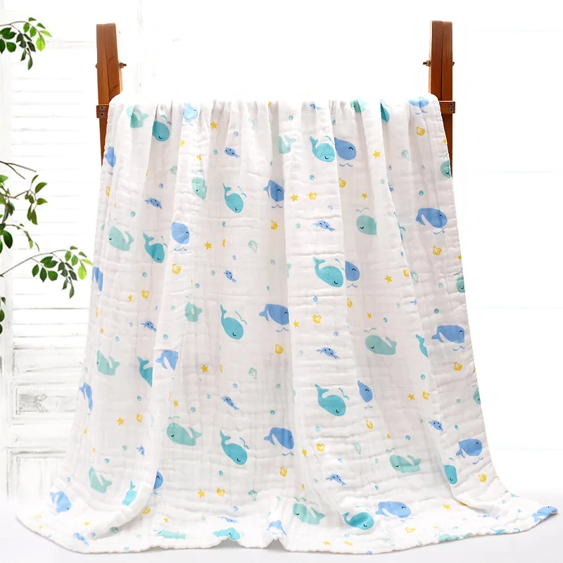 Wholesale Baby 2024 Muslin blanket  Fashion Design Printed Floral Washable Cloth Eco-friendly wrapped towel