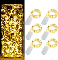 1 м/2 м/3 м/5 м/10 м светодиодная гирлянда кнопка с батарейным питанием мини медный провод Led гирлянда для Diy Свадебная вечеринка