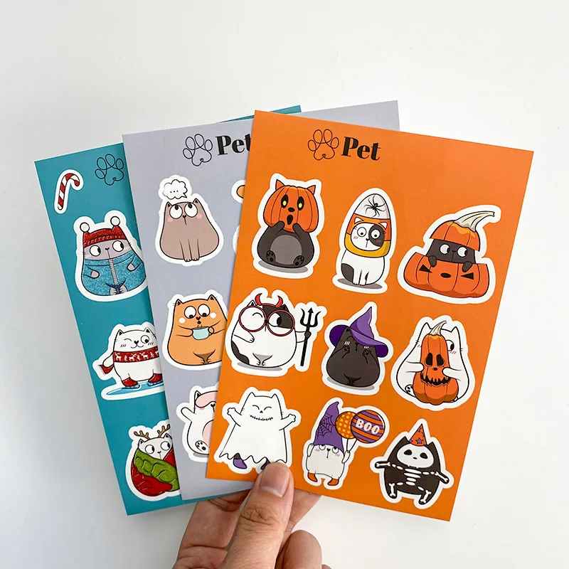 Custom Pack Adhesive Low Moq Laptop Seal Paper Circle Kiss Cut Planner Sticker With Logo Printing