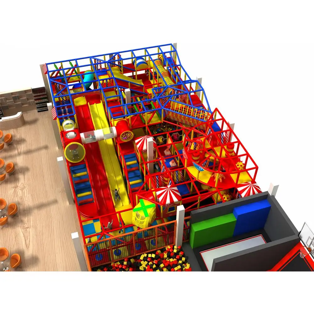 Children Indoor Playground Toddler Play Area Trampoline Park with Miniature Football Pitch