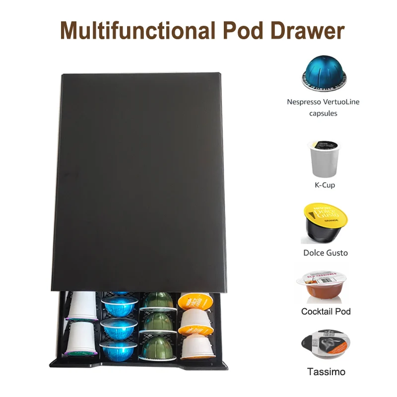 New Design Metal Nespresso Coffee Pod Holder 40PCS Drawer Storage Rack Countertop Organizer