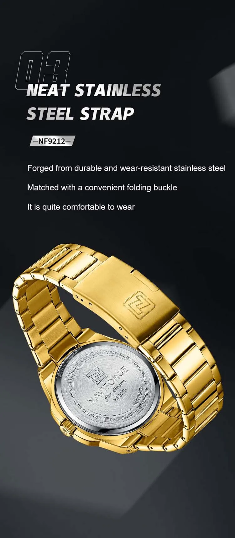 NAVIFORCE NF9212 luxury personalized man quartz watch nice Stainless steel band Luminous date display Minimalist business watch