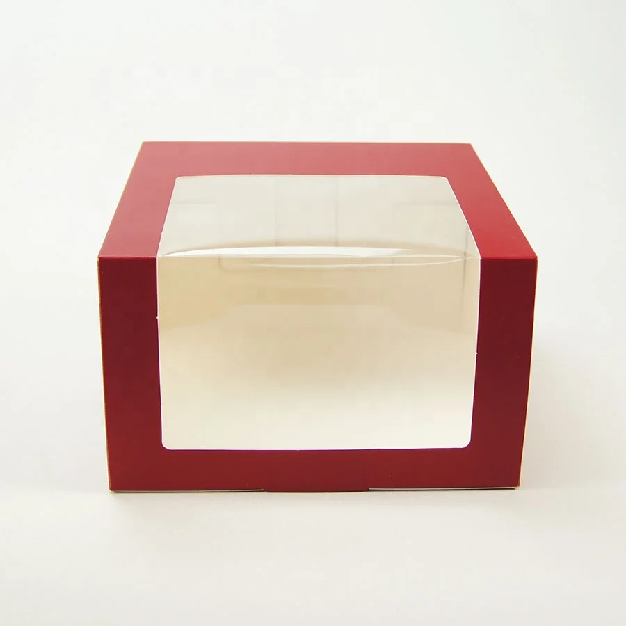 
Christmas gift box red color packaging box for hat c a p headgear paper box with clear pvc window for wholesale customize 