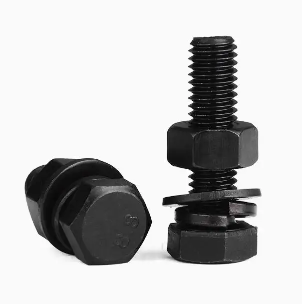 High strength black combination bolts bolts and nuts grade 8.8 12.9 factory wholesale din933 din931