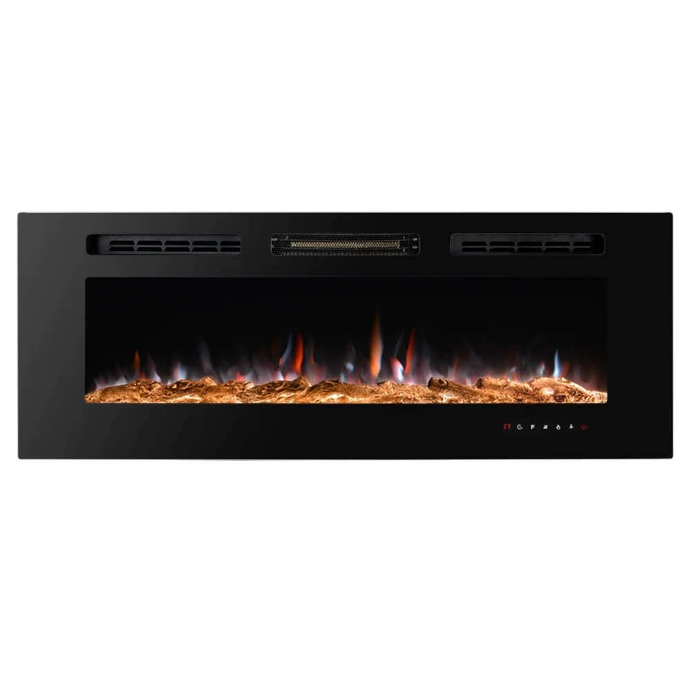 factory wholesale modern 3d led light decor flame indoor large wall mounted recessed electric fireplace  heater