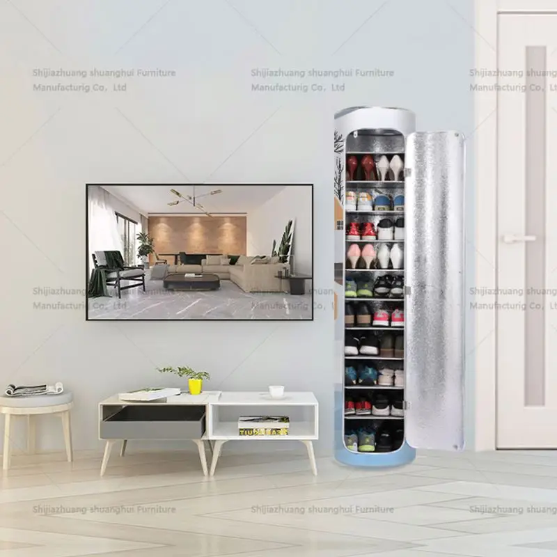 Chinese Suppliers Pvc Rotating Doorway Decoration Waterproof 12 Layers Elegant Shoe Cabinet