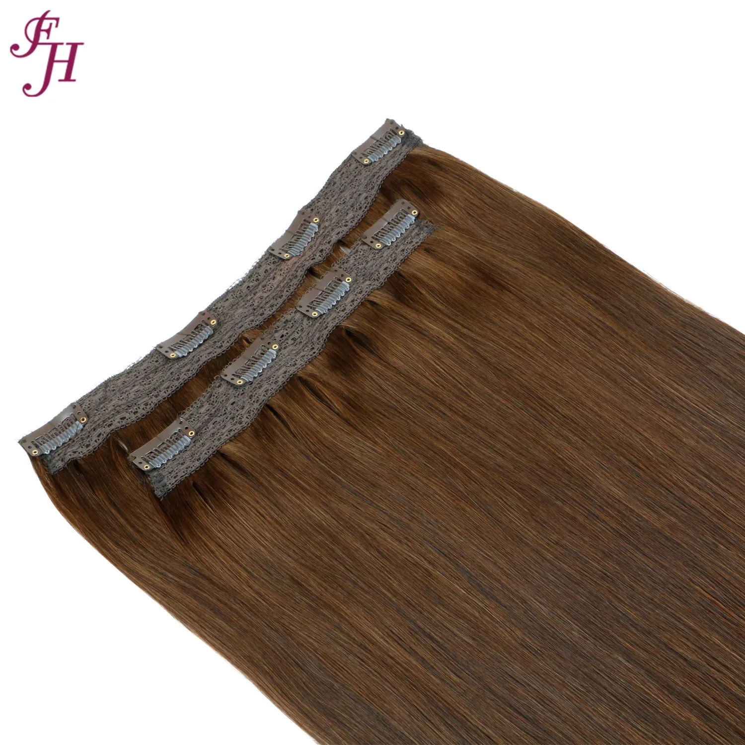FH Double Drawn Clip In Hair Extension #4 300g Seamless Natural Hair Extensions Clip In Extension Human Hair Logo