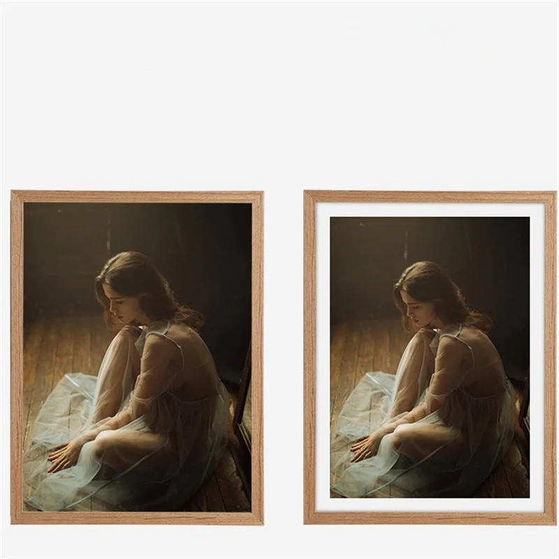 Nordic simplicity handcrafted wedding photo frame hanging wall solid wood photo frame