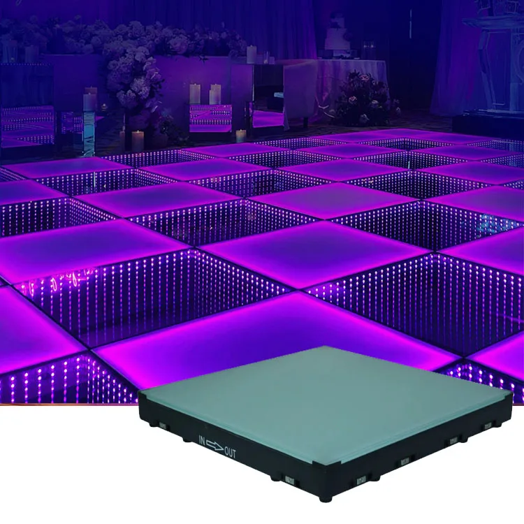 Wedding Portable 3D Abyss LED Interactive Dance Floor Light Infinity Mirror Wired LED Dance Floor