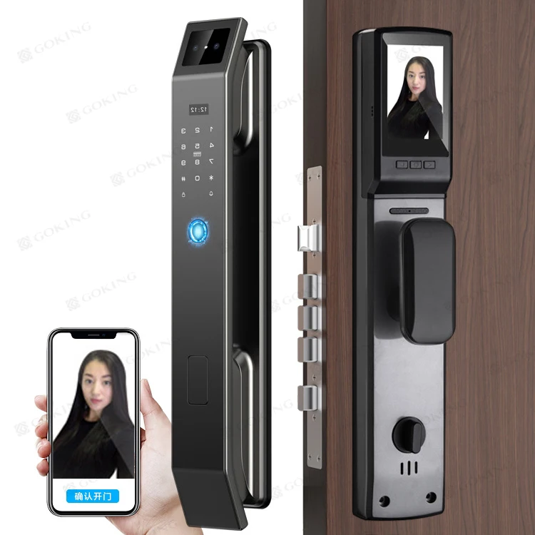 Goking finger print wifi digital door lock with camara face recognition access door lock devices electrical safety lock