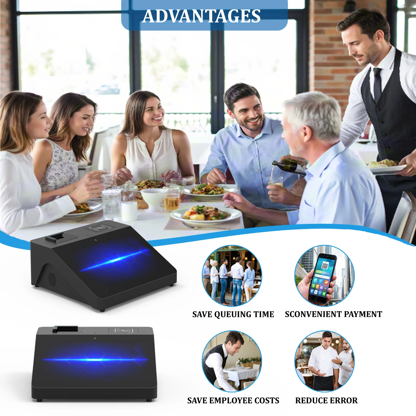 Windows Android Mini Kiosk 15.6 Inch Touch Screen Pos Systems Passport Reader Support Nfc with Barcode Scanner