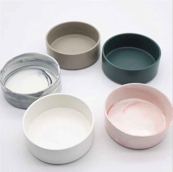 Top Selling Factory Wholesale High-Quality Pet Ceramic Dog Food Water Bowl in Marble Pattern  dropshipping Chinese suppliers
