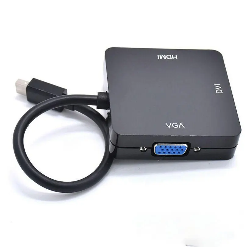 Popular Mini DP display port to HDMI VGA DVI 3 in 1 Adapter Mini DP cable converter PC Monitor Mini display port