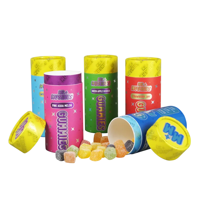 Customized Chocolate Fruit Candy Packaging Paper Canisters Environmentally Friendly Biodegradable Food Grade Paper Tubes