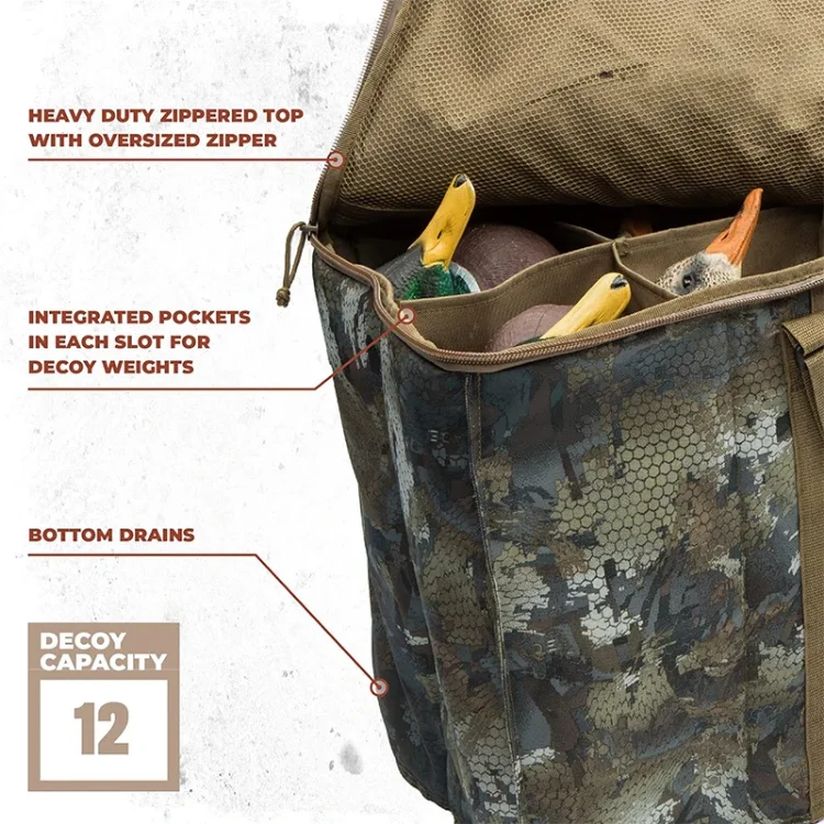 Waterproof Padded Protection 12 Slot Duck Decoy Slotted Hunting Bag Bottom Drains Duck Hunting Blind Bag