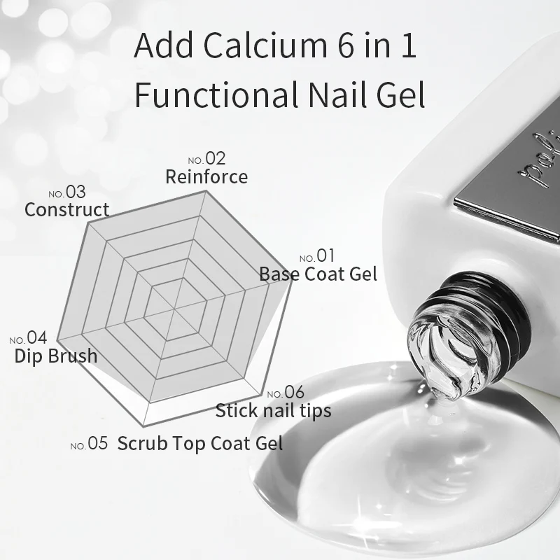 Customized Logo 16ml 6 in 1 Nail Tip Gel Super Shine Gel Top Coat Quick Construction Nail Gel