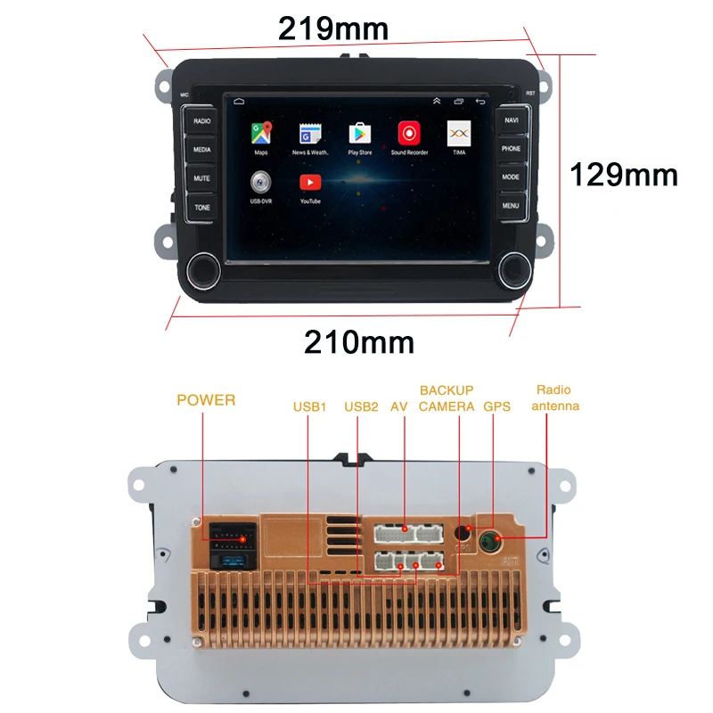 Android 7 Inch Auto radio Stereo For Volkswagen Multimedia Player GPS Navigation Display Screen Steering Wheel Control