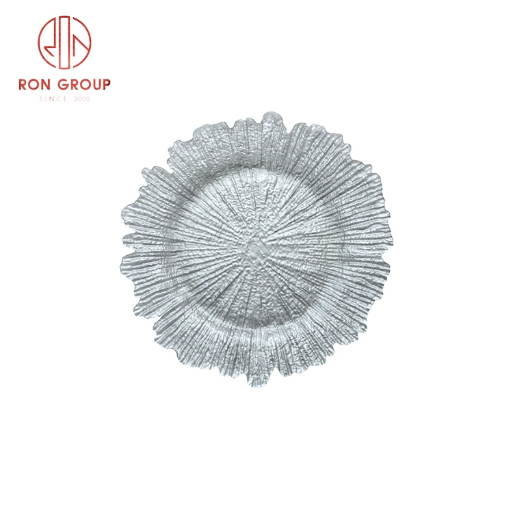 Free sample decorative glass plate gold supplier wedding glass gold