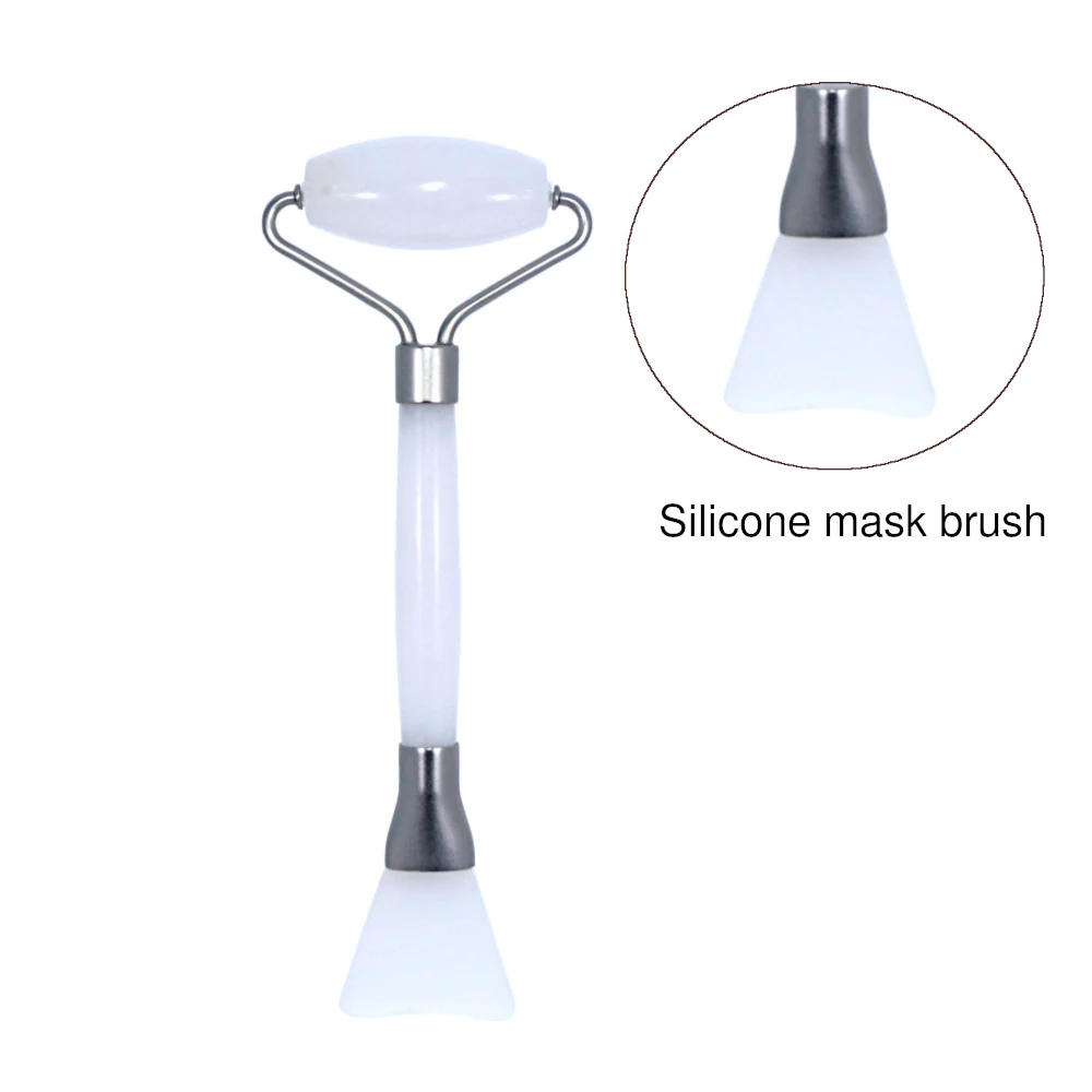 
2020 hot Face mask tools natural pink rose quartz jade roller massager cosmetic facial application silicone face mask brushes 