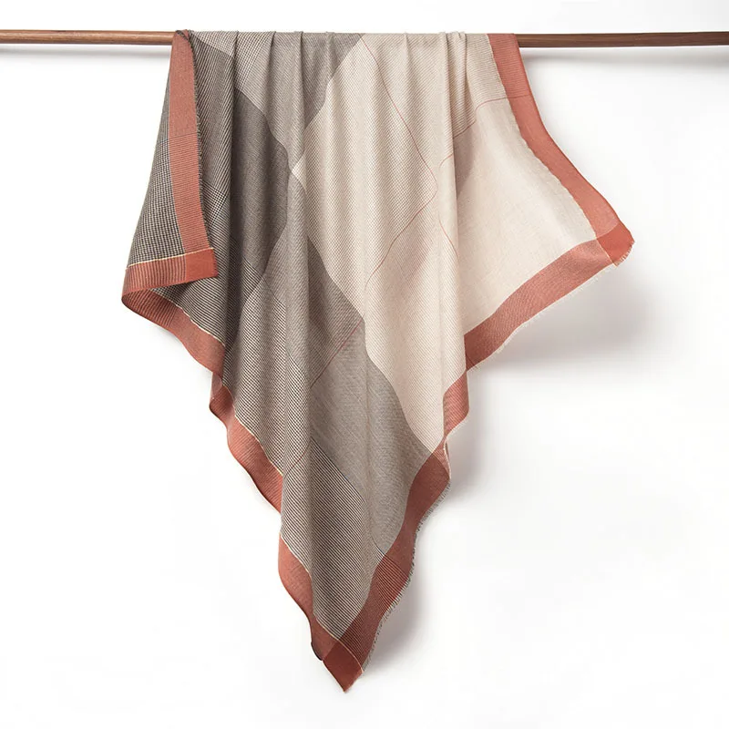 custom luxury fashion square winter 100% pure wool women scarf for women pashmina wool scarves shawl