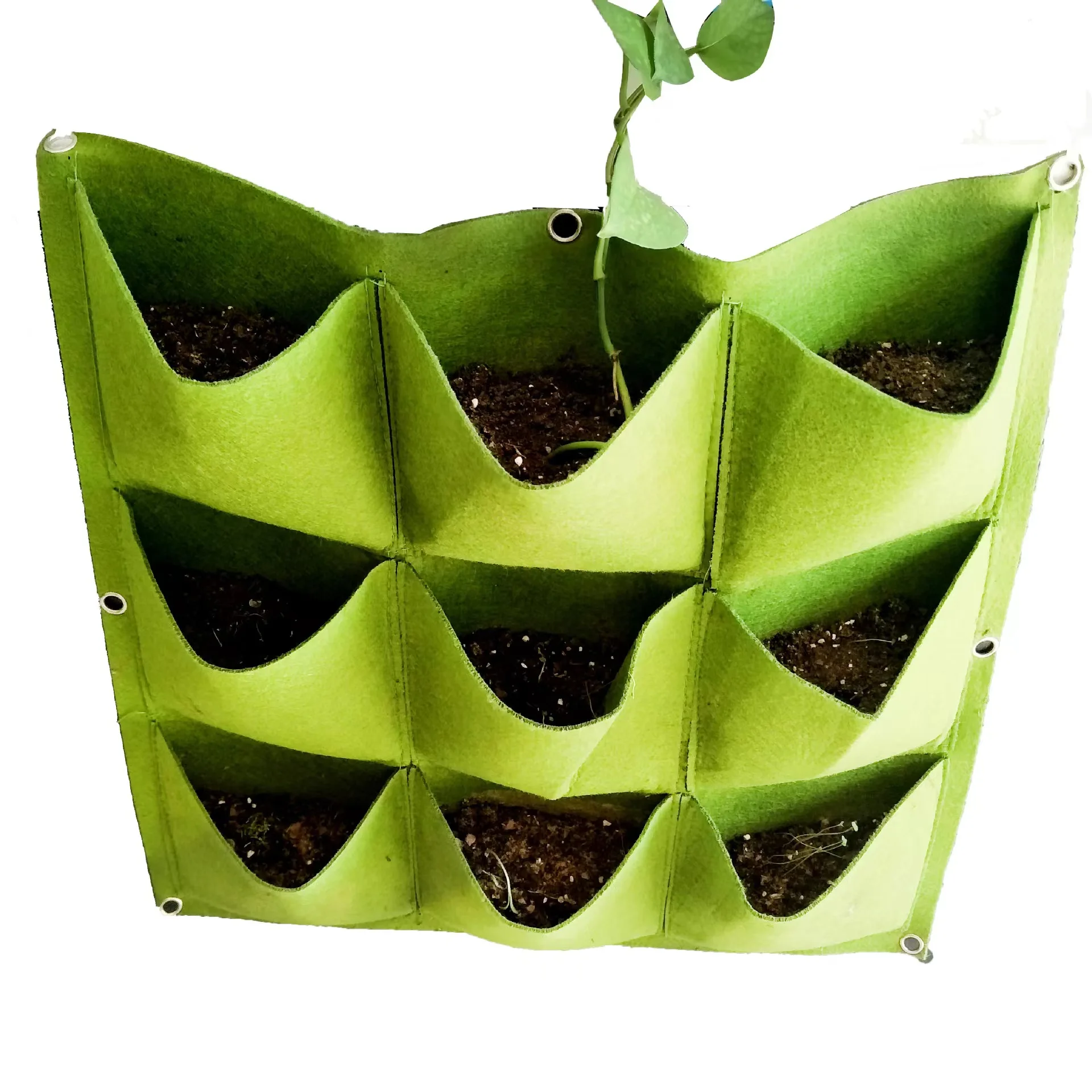 Green Field 8 Pockets Vertical Wall Mount Garden Plant Grow Container Bags Living Eco-friendly Felt Wall Hanging Planter