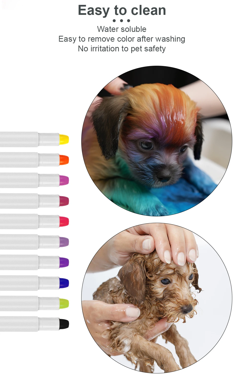 Free Sample Wholesale Washable Temporary Pet Pigment Colour Pen Manufacturer Kid Dog Colorful Dye Color For Hair Chalk Set