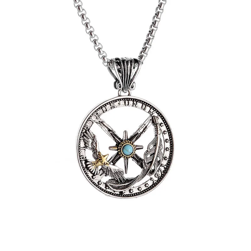 New Arrivals Luxury Fashion Eagle Leaf Hollow Out Pendant Necklace Jewelry Men Male Necklaces Jewellery