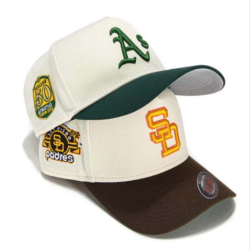 Wholesale Custom High Quality 100% Cotton 5 Panels 3D Embroidery Logo Trucker Hat Two Tone Baseball Cap Men Fashion Sport Cap