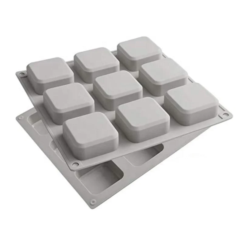Квадратная силиконовая форма для мыла ручной работы с 9 картриджами, «сделай сам», для пищевых продуктов, форма для выпечки тортов, свечей, форма для лосьона